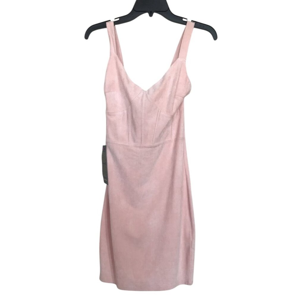 Bebe Dress Womens Size Small S‎ Mini Pink Faux Suede Corset Detail